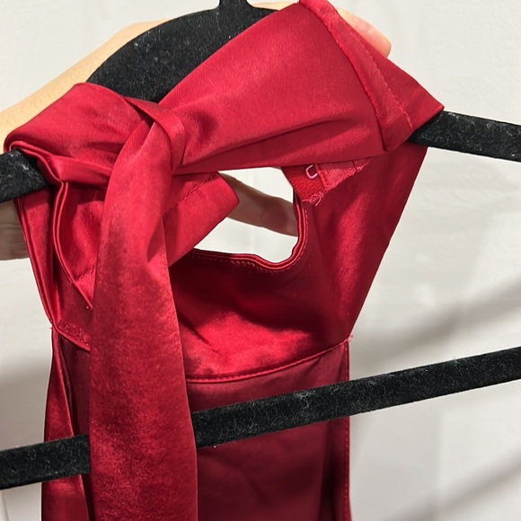 LPA Raveena Halter Scarf Maxi Dress in Cherry Red - Picture 7 of 13